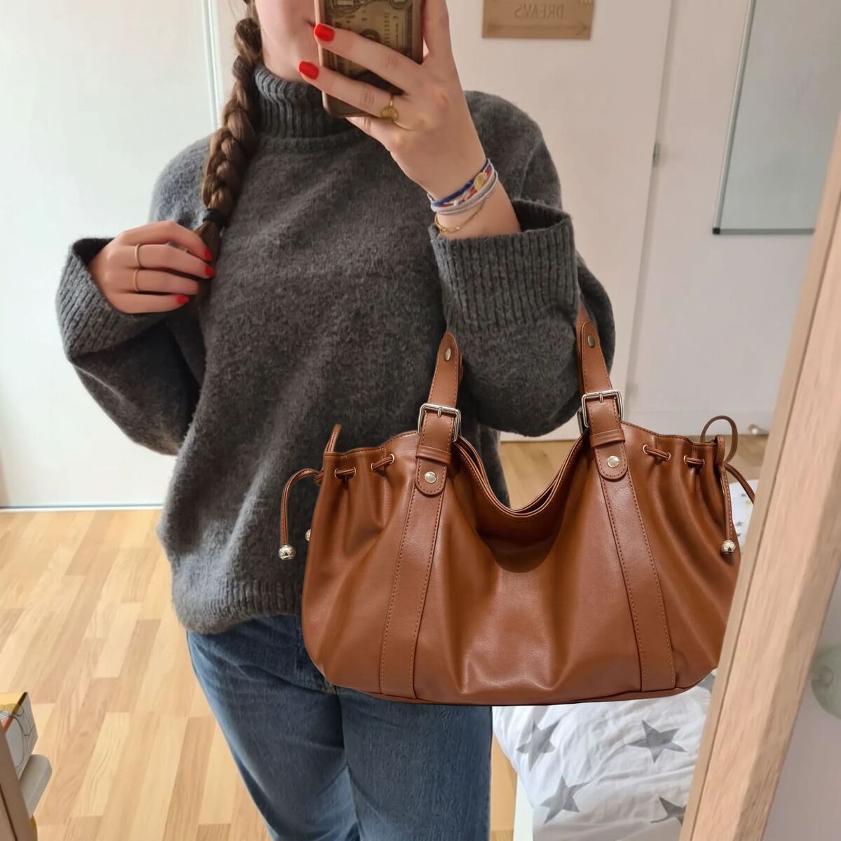 Women's Large-Capacity Y2k Streetwear Commute Office Workwear Retro Tote Bag Shoulder Crossbody Purse Work and Travel School