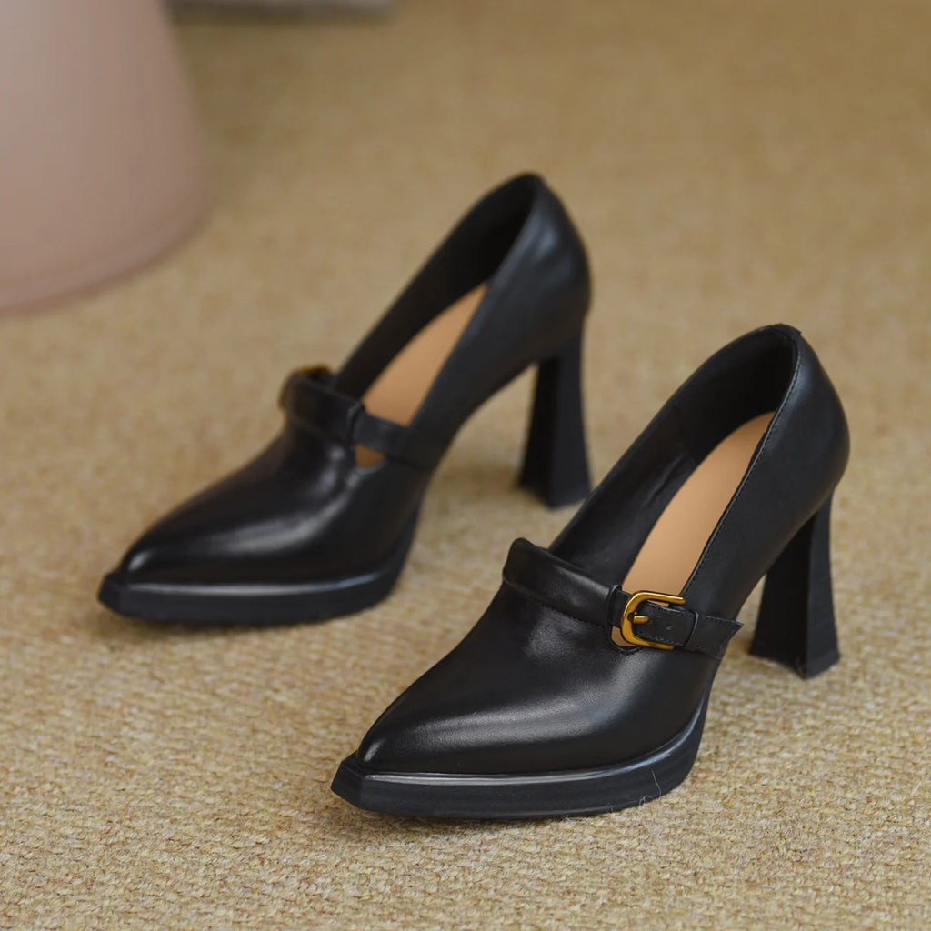 Women's Chunky Sole Platform Pointed Toe Block Heel High Heel Slip-On Pumps Closed-Toe Dress Heels Wedding Guest Cocktail Party