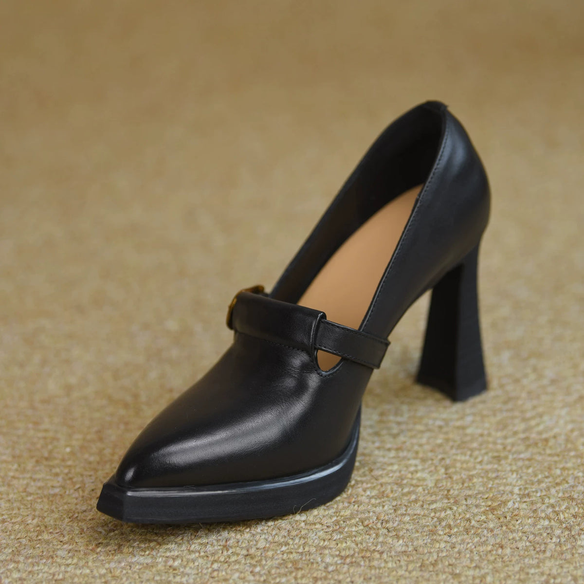 Women's Chunky Sole Platform Pointed Toe Block Heel High Heel Slip-On Pumps Closed-Toe Dress Heels Wedding Guest Cocktail Party