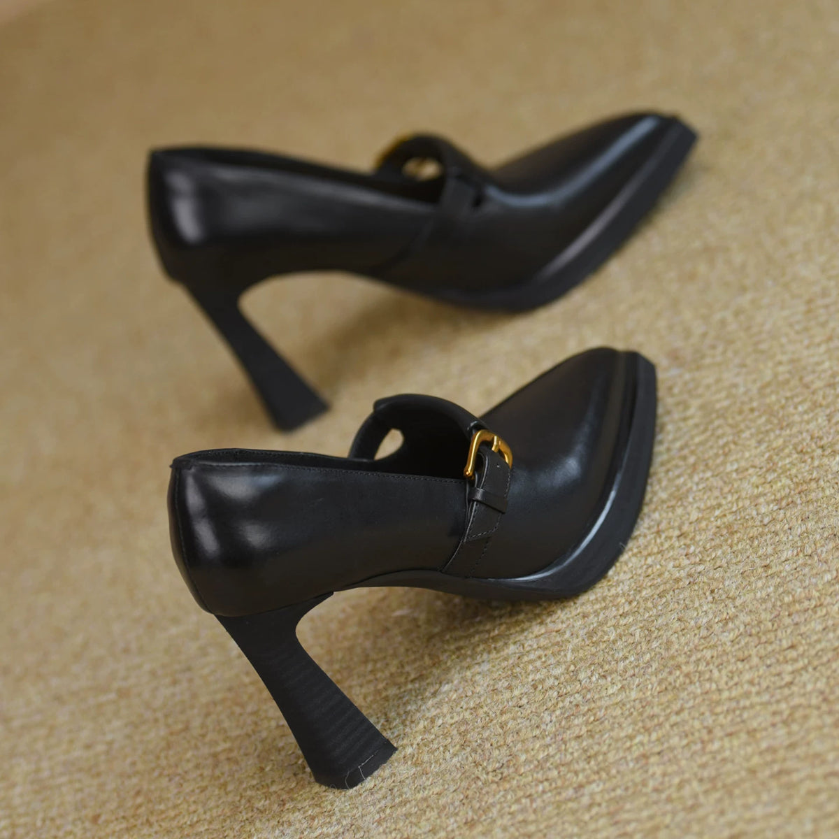 Women's Chunky Sole Platform Pointed Toe Block Heel High Heel Slip-On Pumps Closed-Toe Dress Heels Wedding Guest Cocktail Party