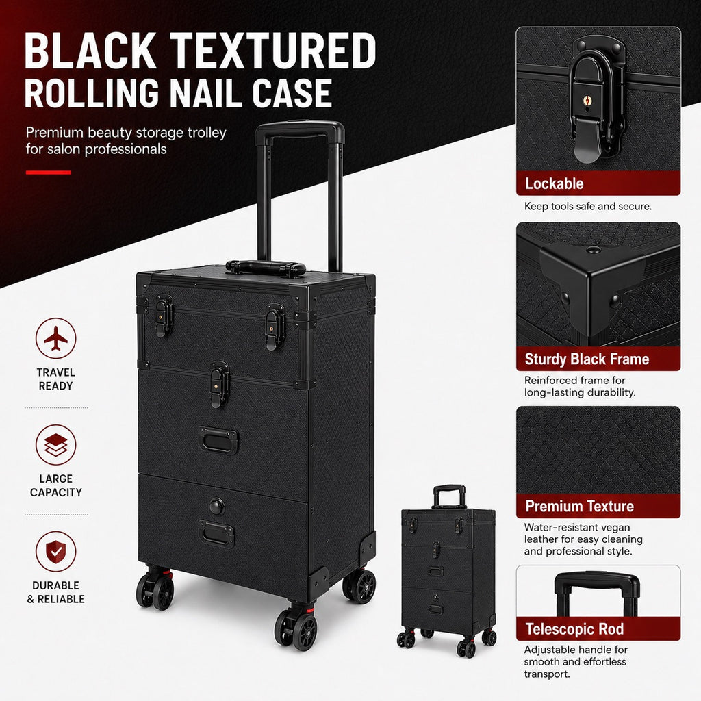 Large-Capacity Non-Slip Rolling Makeup Case Bag Train Gift Travel Everyday Cosmetic Pouch