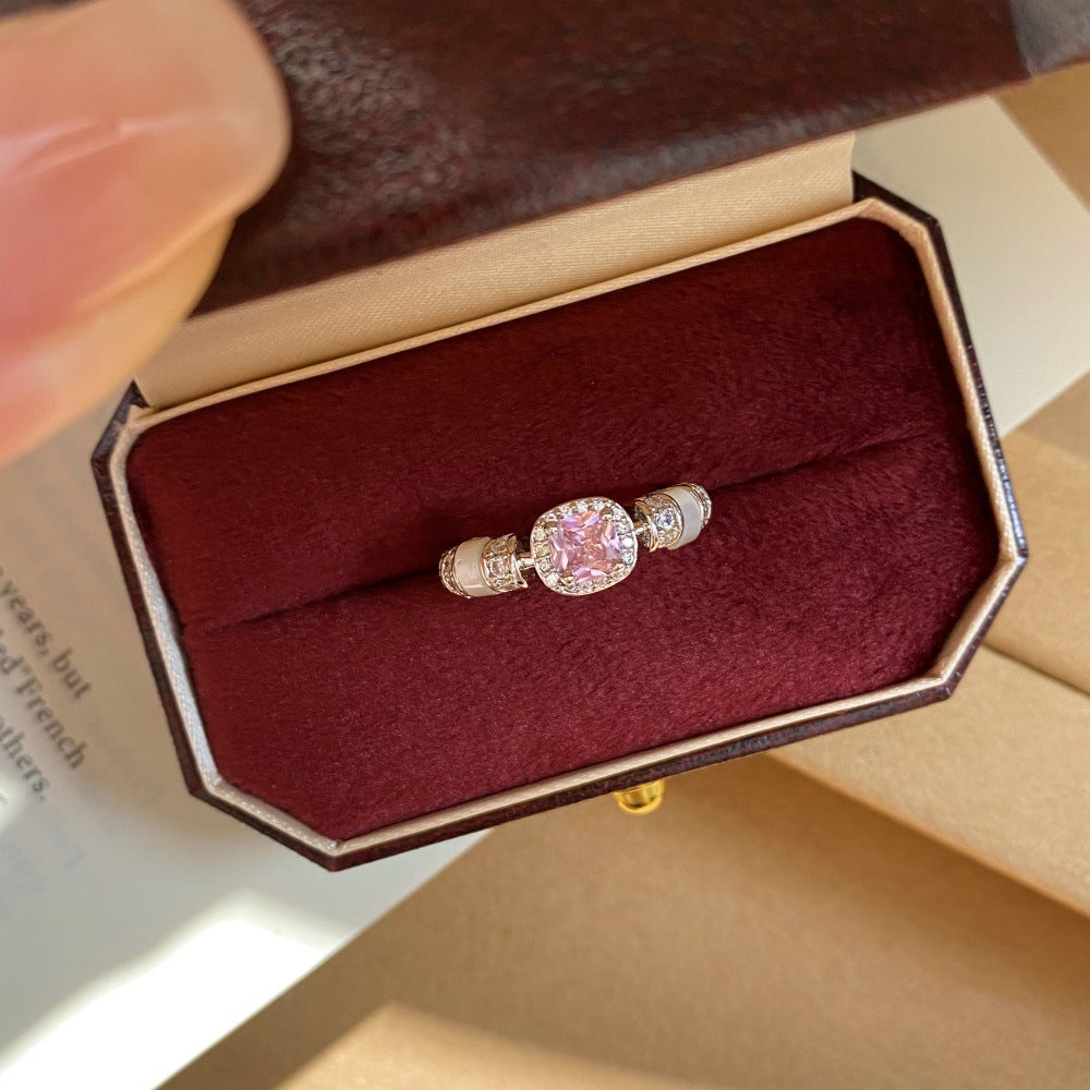 White Gold Pink cubic zirconia French-inspired bracelet by Yoshan