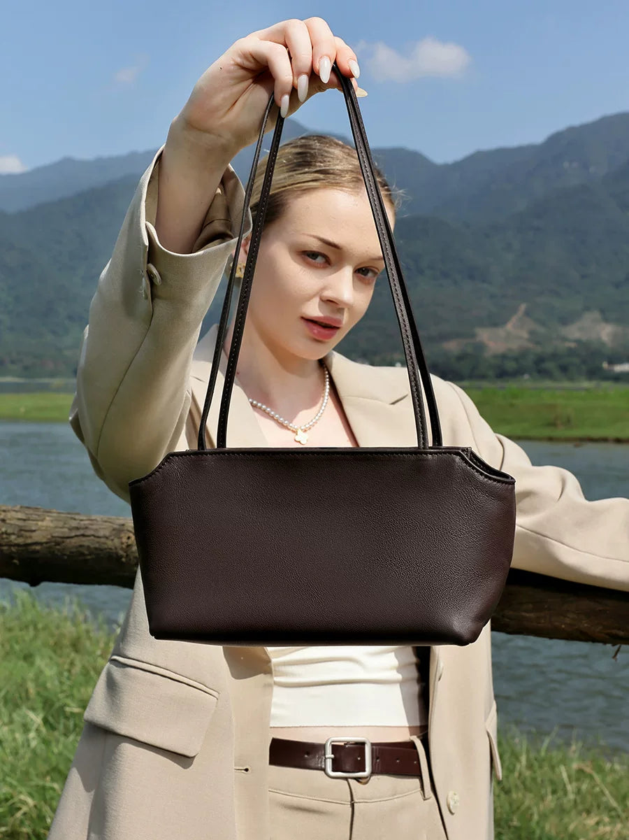 Women's Office Leather Closed Toe Workwear Baguette Bag Small Shoulder Purse Crossbody for Travel and Sightseeing Everyday Casual Streetwear Date Night