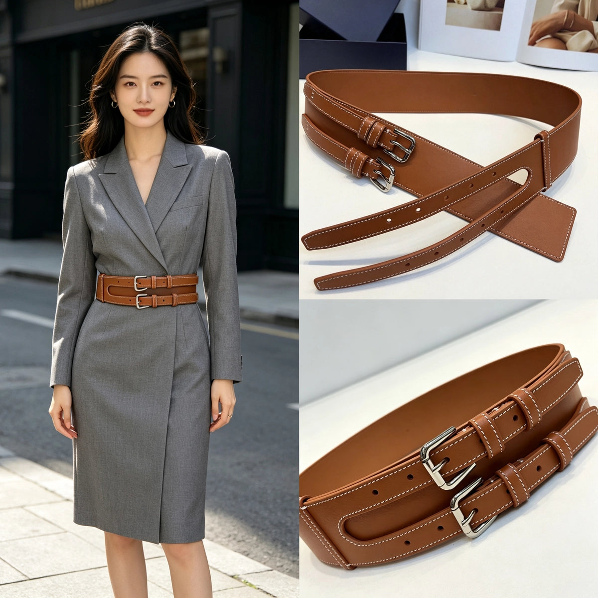Women's American-style Pin Buckle Waist-defining Slim-fit Wide Waist Belt Dress Retro for Date Night Gift Party Slimming Office Everyday