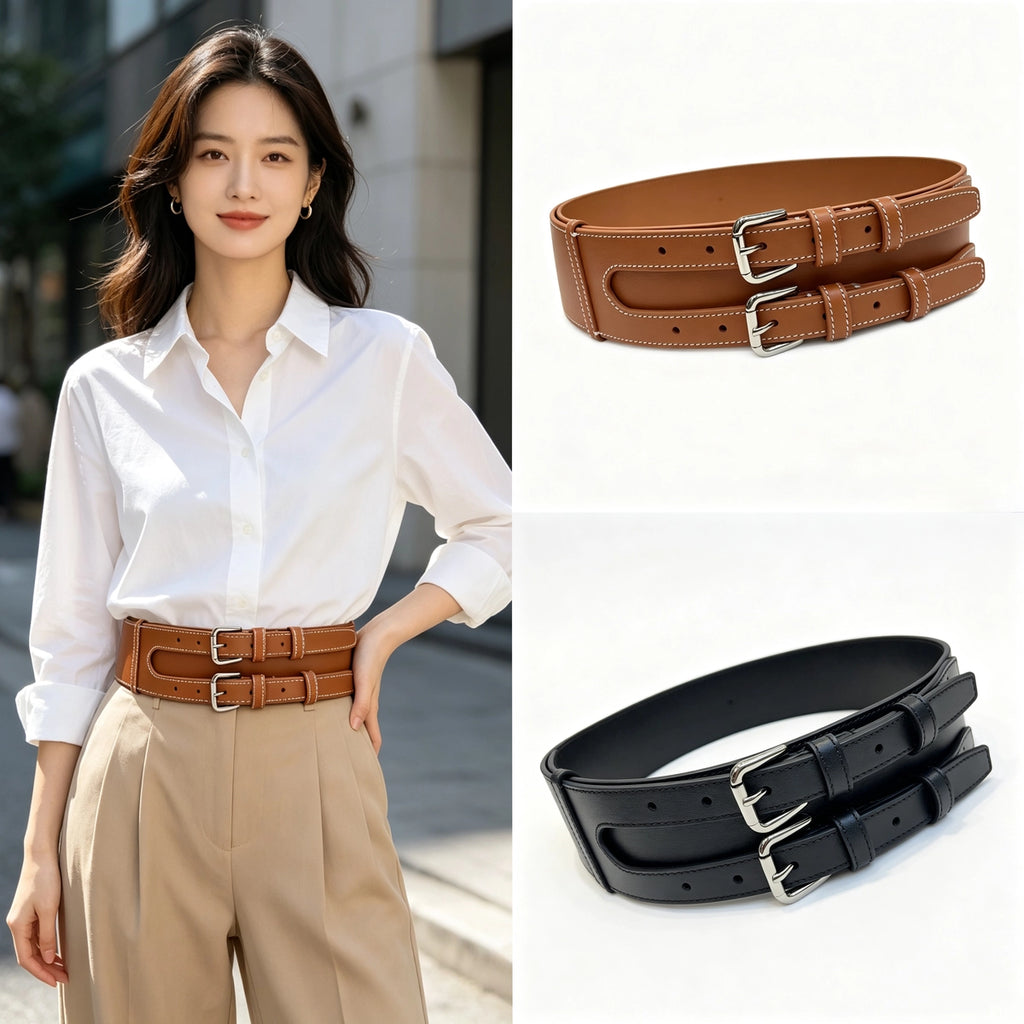 Women's American-style Pin Buckle Waist-defining Slim-fit Wide Waist Belt Dress Retro for Date Night Gift Party Slimming Office Everyday