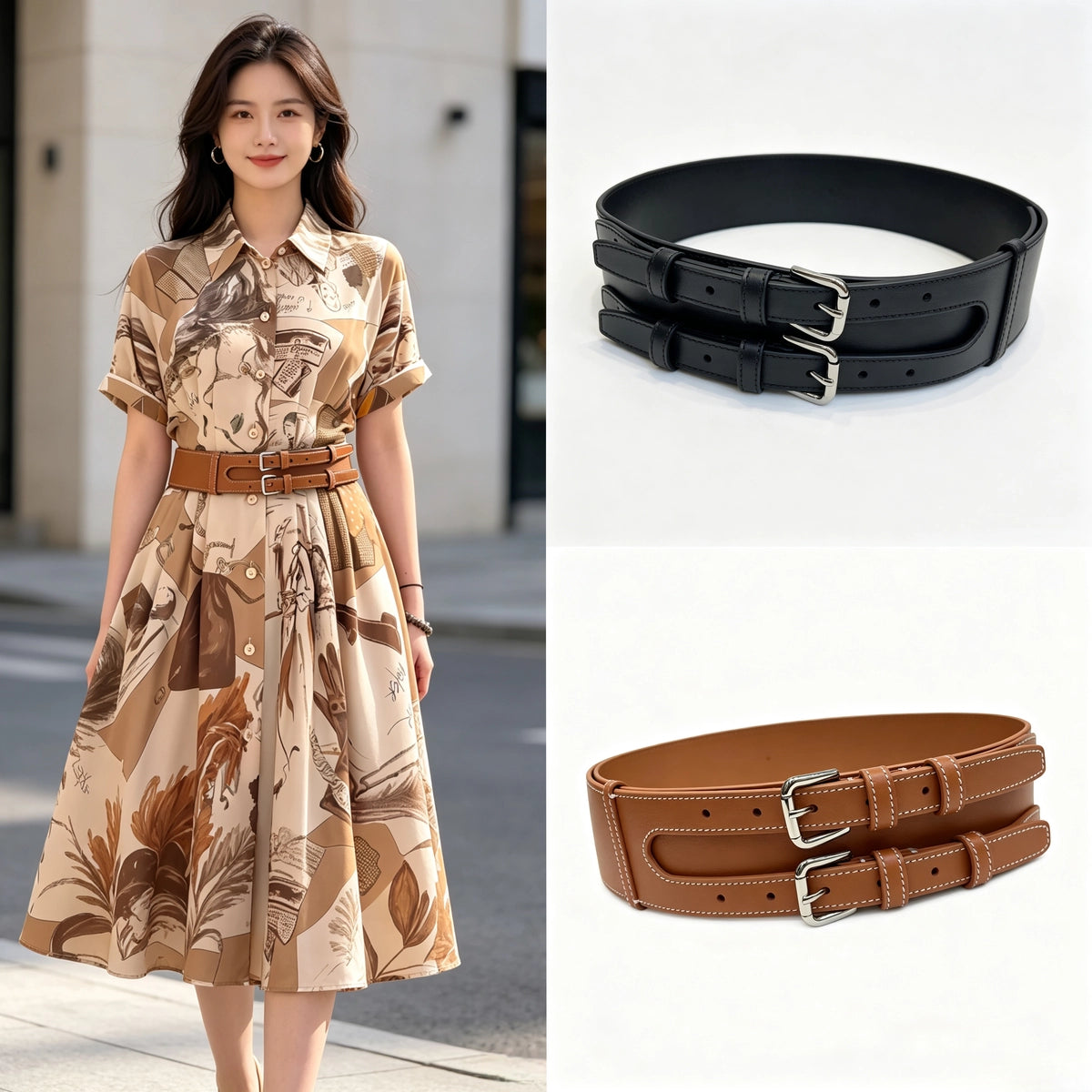 Women's American-style Pin Buckle Waist-defining Slim-fit Wide Waist Belt Dress Retro for Date Night Gift Party Slimming Office Everyday