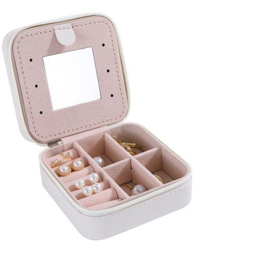 Jewelry Box Organizer Case Home Gift Display Stand Travel Desktop Mirror Small Earrings