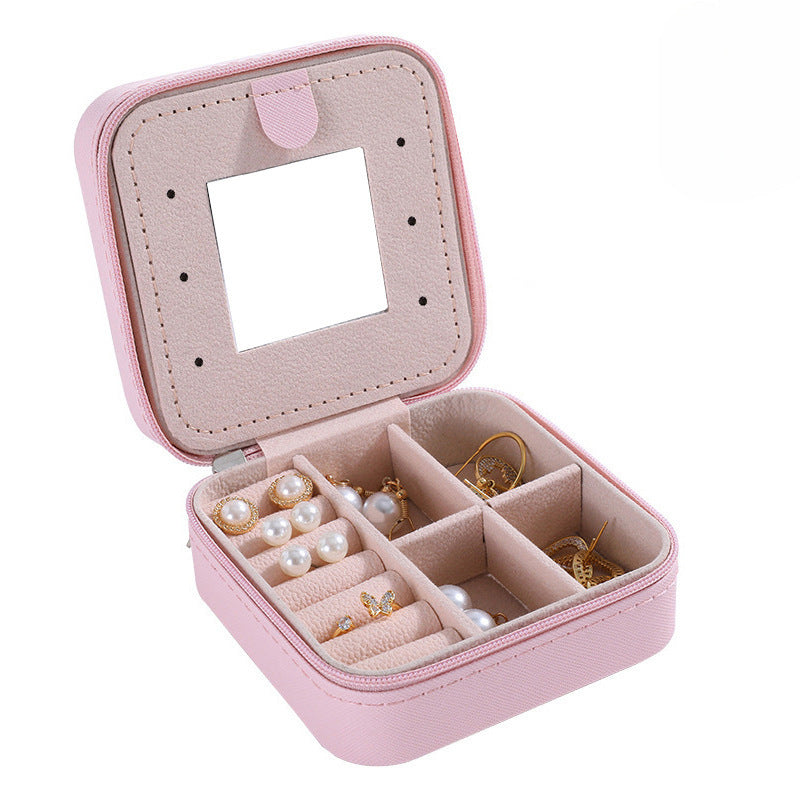 Jewelry Box Organizer Case Home Gift Display Stand Travel Desktop Mirror Small Earrings