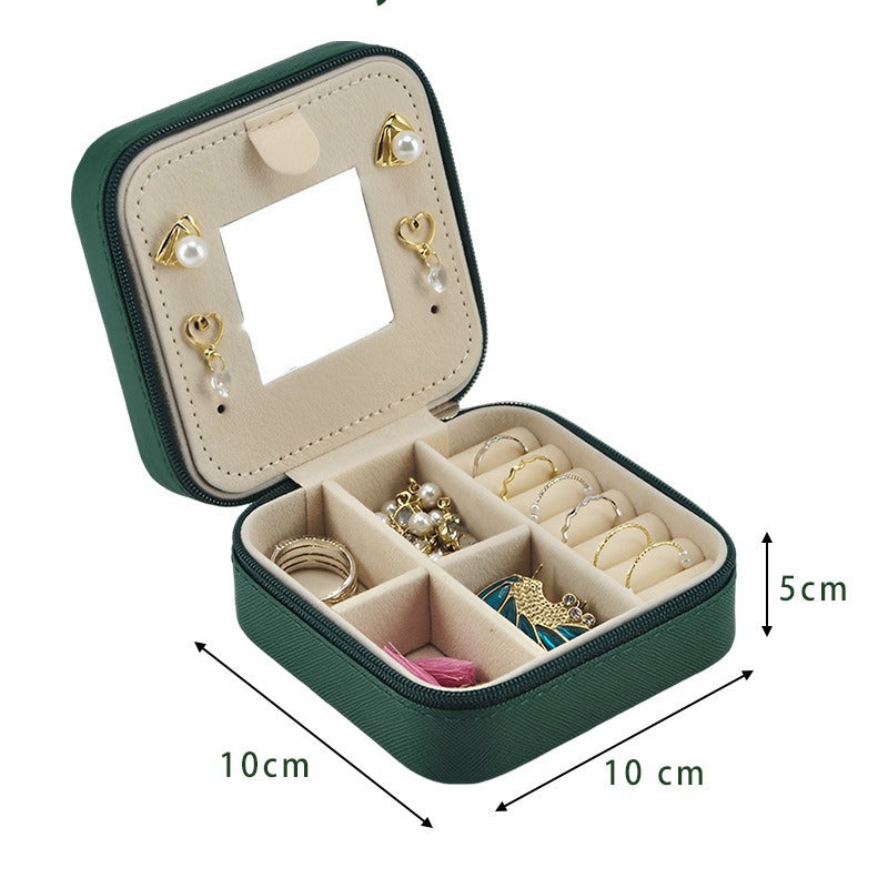 Jewelry Box Organizer Case Home Gift Display Stand Travel Desktop Mirror Small Earrings