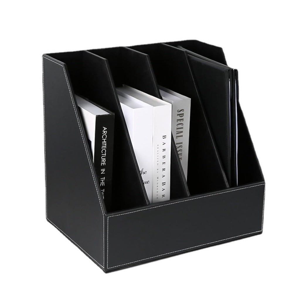 Leather Desk File Organizer Desktop Paper Sorter Home Storage Office Kitchen Entryway