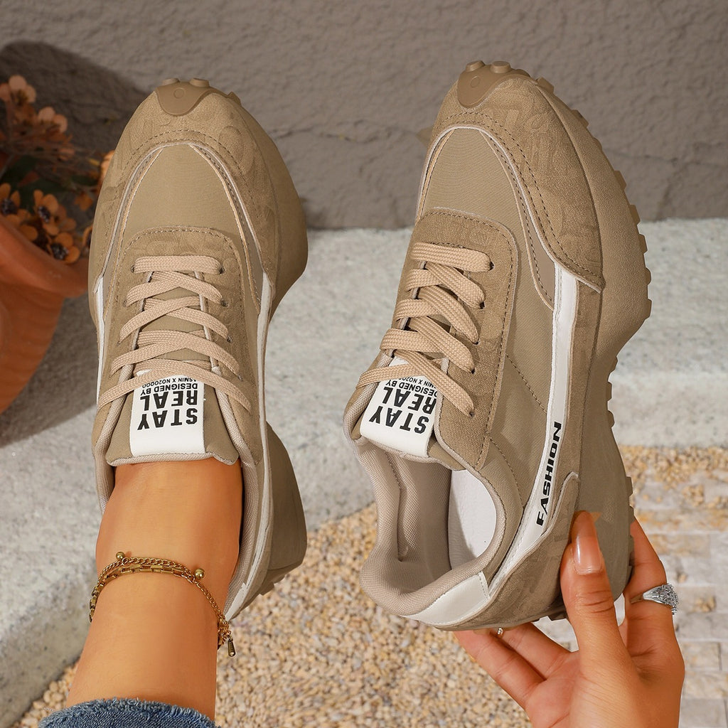 Women's Summer Chunky Sole Plus Size Lace-Up Color-Block Casual Dad Sneakers Retro Running Shoes