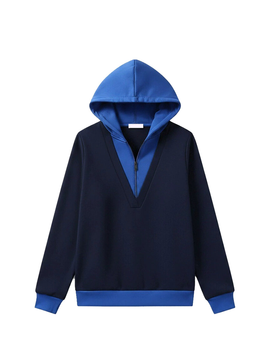 Women's Plus Size Oversized Slim-fit Layered Hoodie Color-block Sweatshirt for Casual Streetwear Fall Travel and Weekend Slimming Everyday Date Night