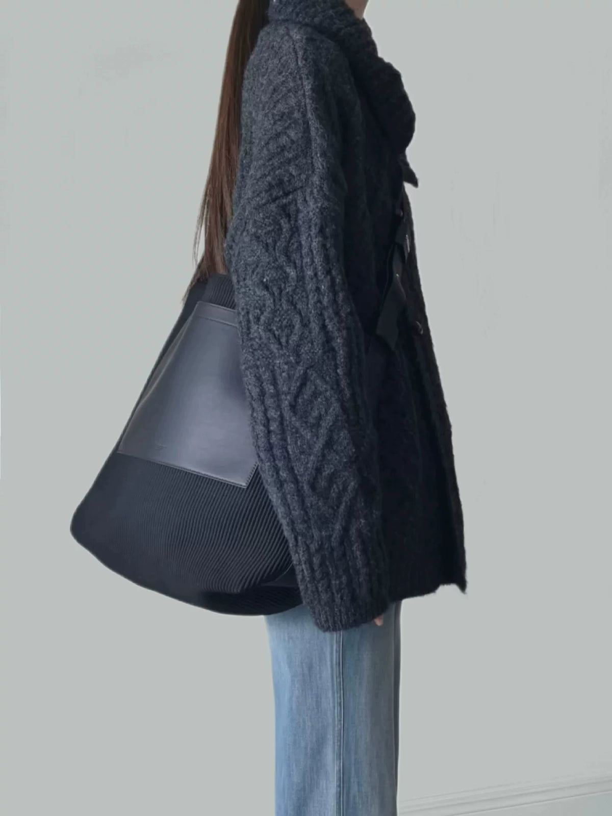 Women's Fall Winter Lapel Oversized Quiet-Luxury Relaxed Casual Knit Cardigan Open-Front Sweater for Office Outfits Work and Weekend Spring Everyday