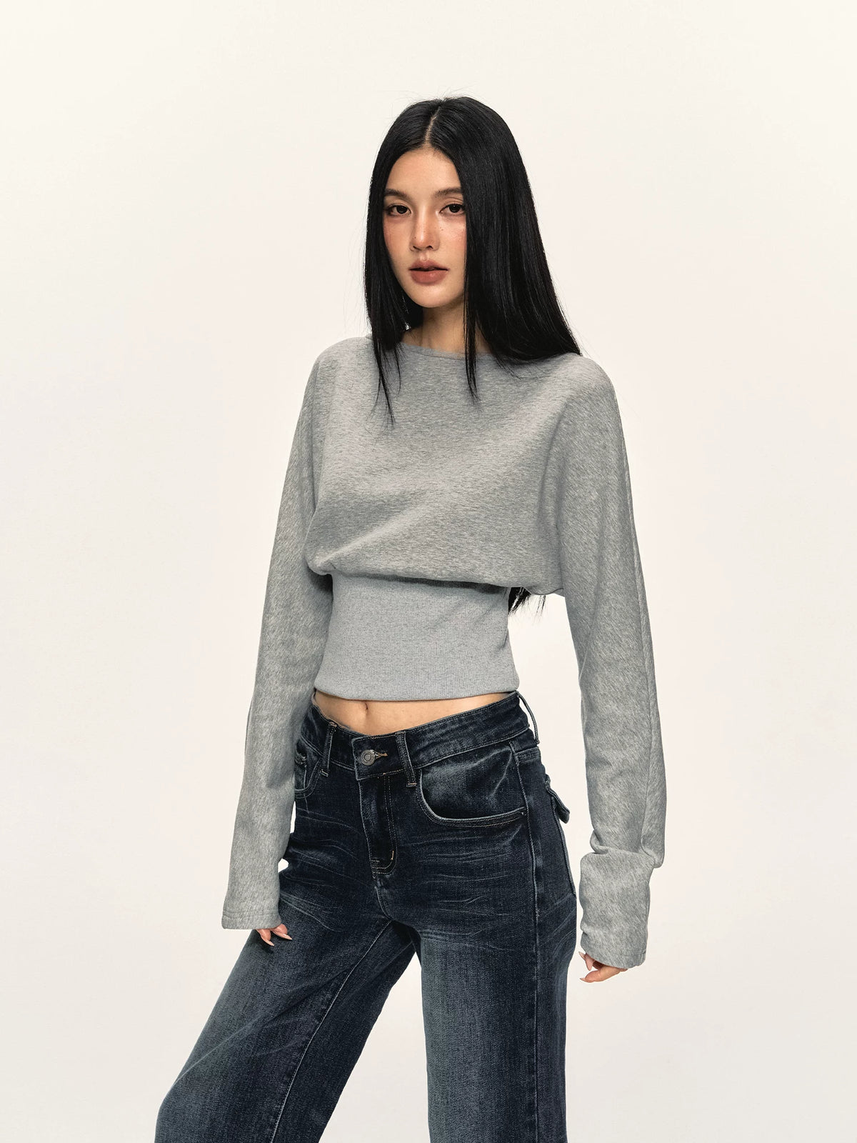 Women's Fall Winter Slim-Waist Oversized Slim-Fit Long Sleeve Cropped T-Shirt Casual Tee for Date Night Streetwear Everyday Wear Weekend Holiday Party