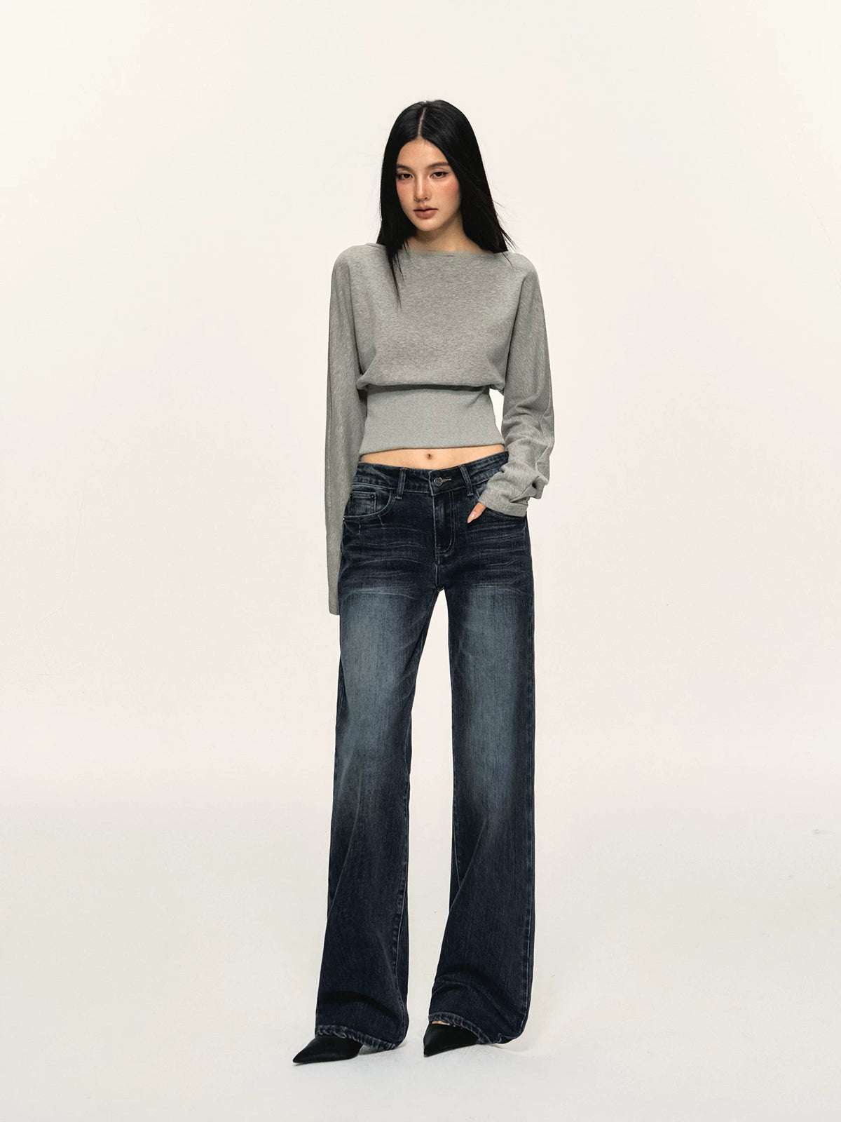 Women's Fall Winter Slim-Waist Oversized Slim-Fit Long Sleeve Cropped T-Shirt Casual Tee for Date Night Streetwear Everyday Wear Weekend Holiday Party