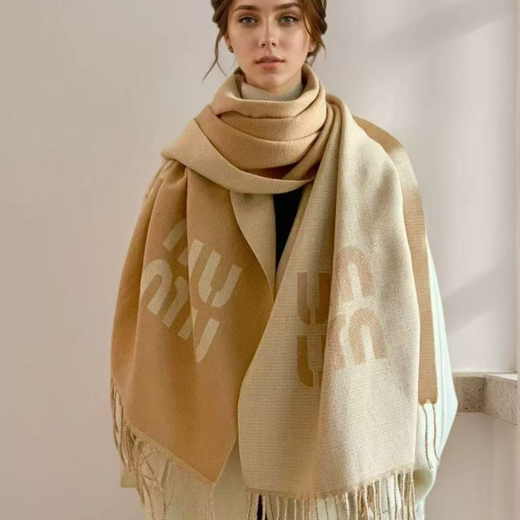Women's Tassel Fall Winter Thickened Fleece-Lined Shawls Scarves Scarf Fashion Wrap
