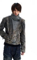 Men's Oxidized Slim-Fit Leopard Jacket Casual Coat for Cold Weather Fall Travel Everyday Wear Outdoor Holiday