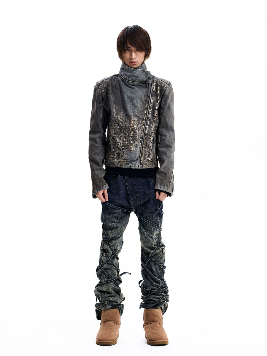 Men's Oxidized Slim-Fit Leopard Jacket Casual Coat for Cold Weather Fall Travel Everyday Wear Outdoor Holiday