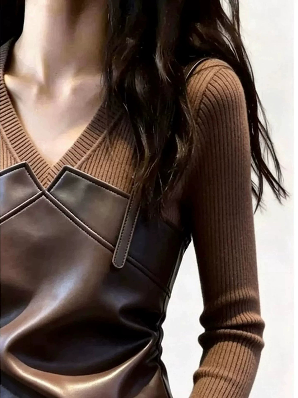 Women's Vest Brown Top Fashion Blouse Shirt for Office Outfits Business Casual Streetwear Weekend Everyday