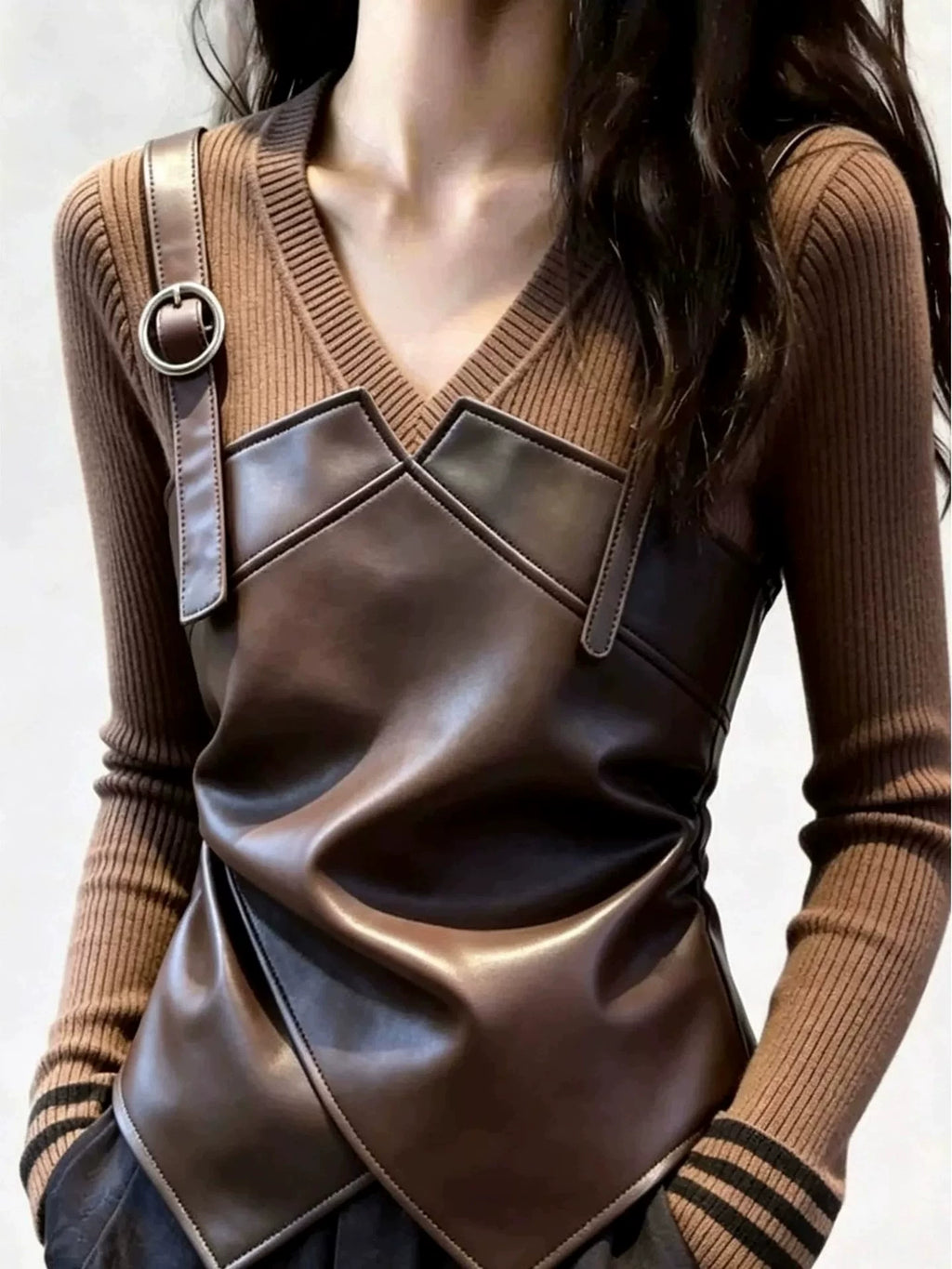 Women's Vest Brown Top Fashion Blouse Shirt for Office Outfits Business Casual Streetwear Weekend Everyday
