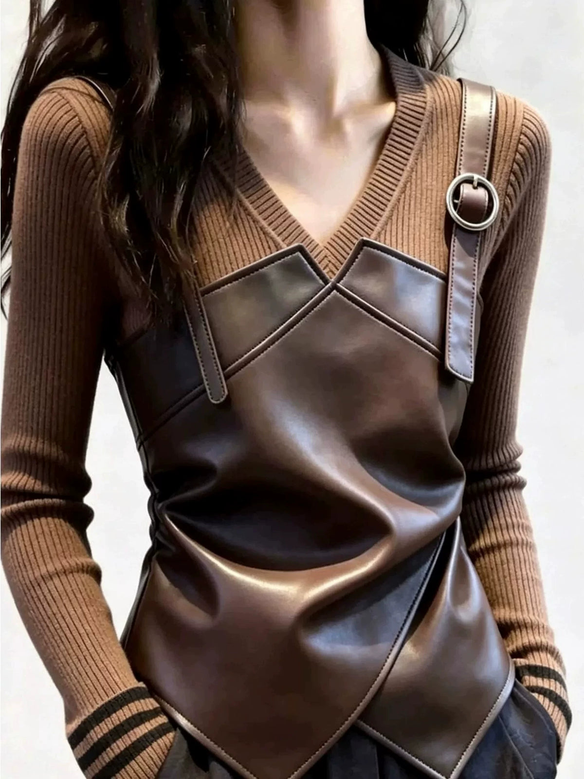 Women's Vest Brown Top Fashion Blouse Shirt for Office Outfits Business Casual Streetwear Weekend Everyday