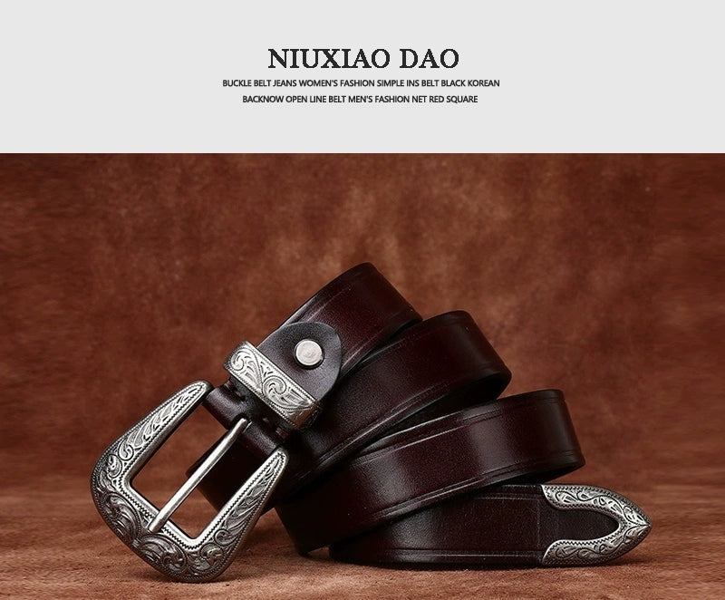 Women's Pin Buckle Embossed Ethnic Leather Retro Waist Belt for Date Night Gift Party Designer Office Everyday