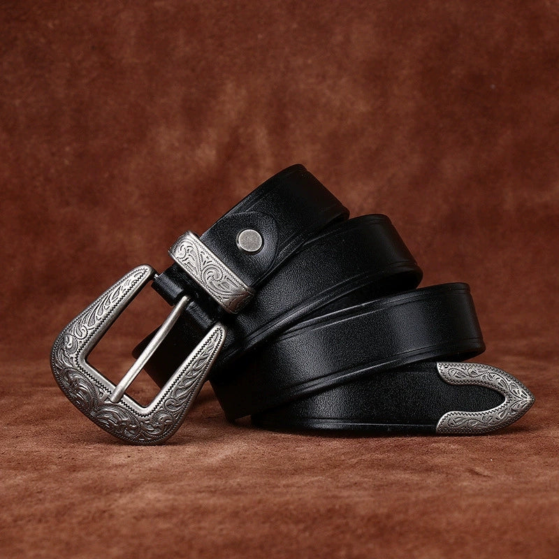 Women's Pin Buckle Embossed Ethnic Leather Retro Waist Belt for Date Night Gift Party Designer Office Everyday
