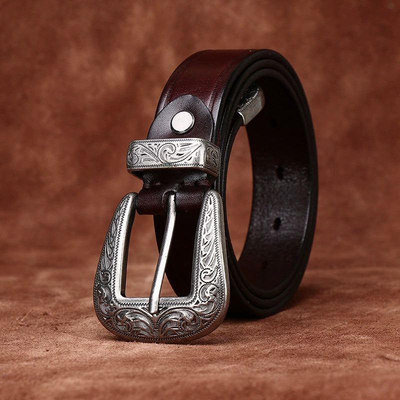 Women's Pin Buckle Embossed Ethnic Leather Retro Waist Belt for Date Night Gift Party Designer Office Everyday