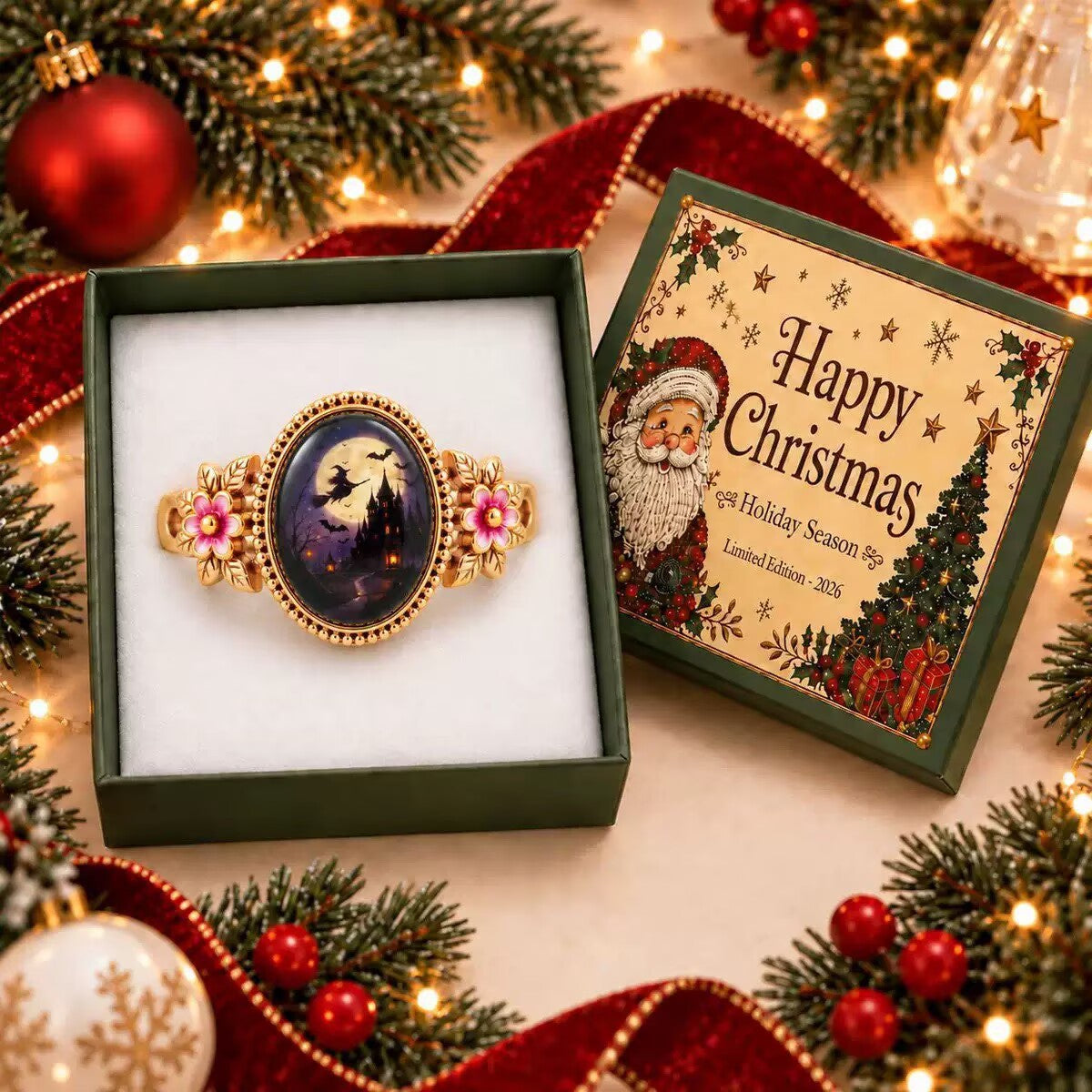 Christmas Ring Set, Santa, Snowman and Reindeer Rings, 5-Piece Assorted Holiday Party Favor Pack, Stocking Stuffers and Gift Exchange Present for Kids and Adult
