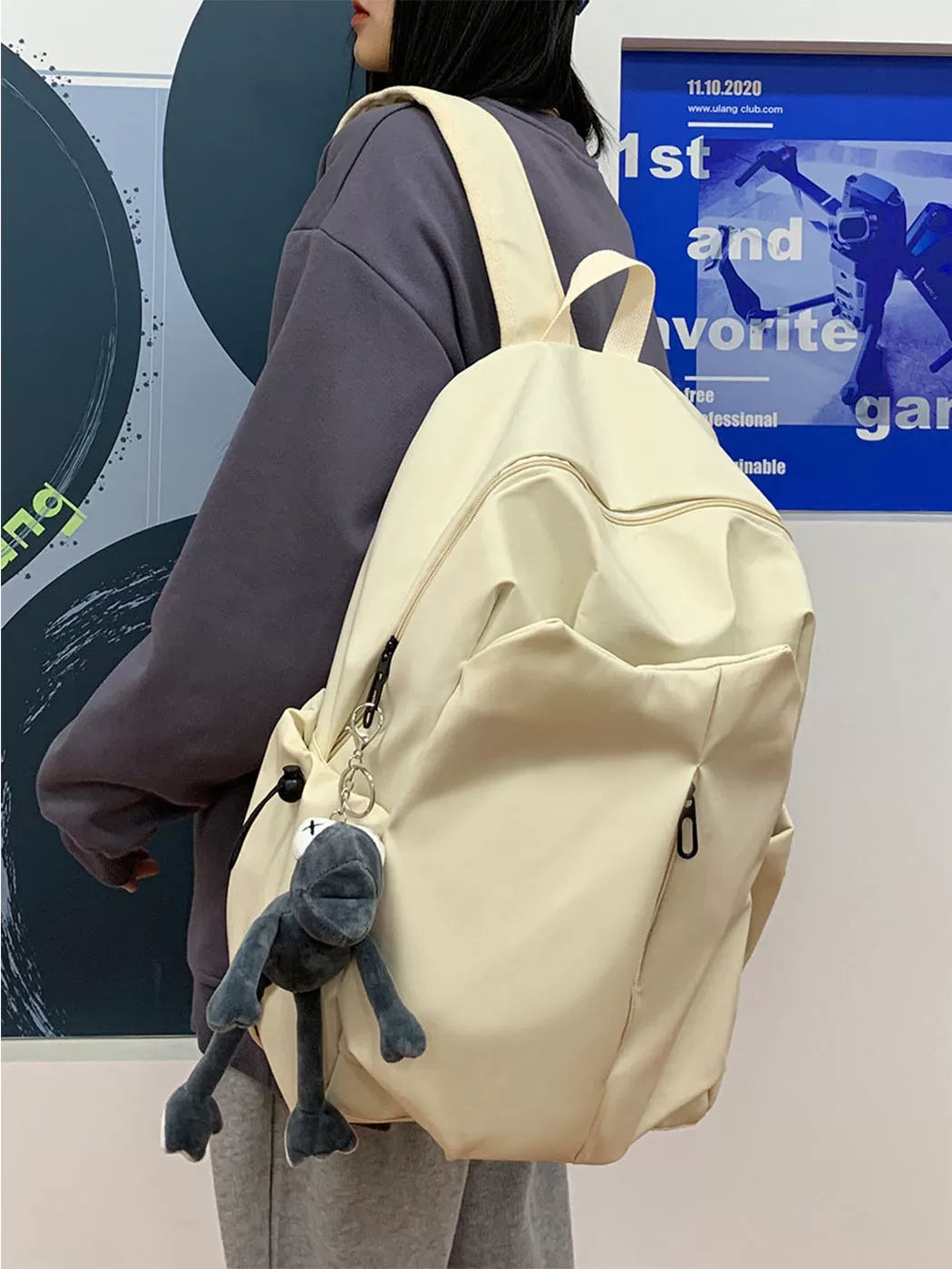 Women's Large-Capacity Nylon Canvas Office Workwear Backpack Travel School Bag Weekend Date Night Holiday Gift