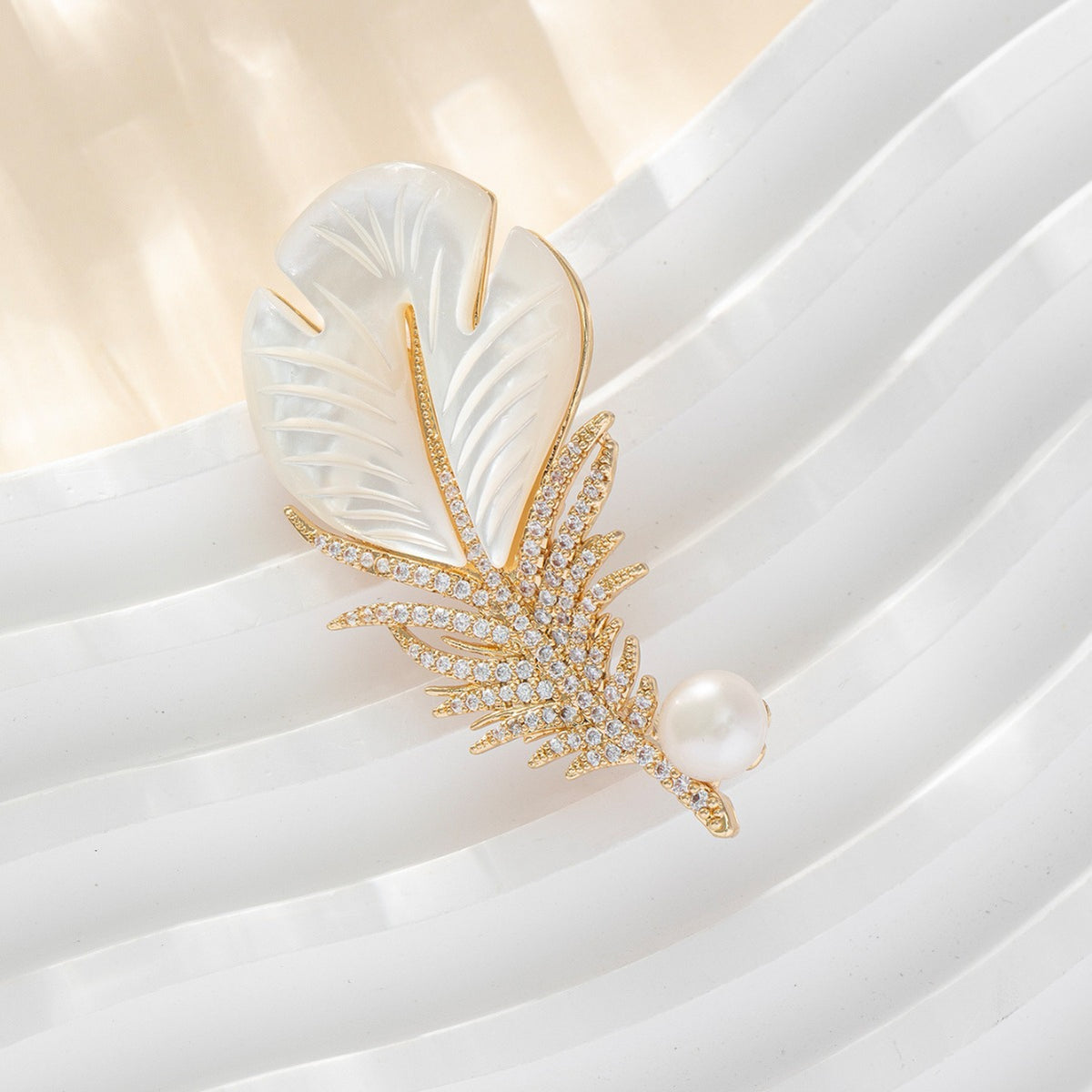Gold faux pearl jewelry set by Yoshan