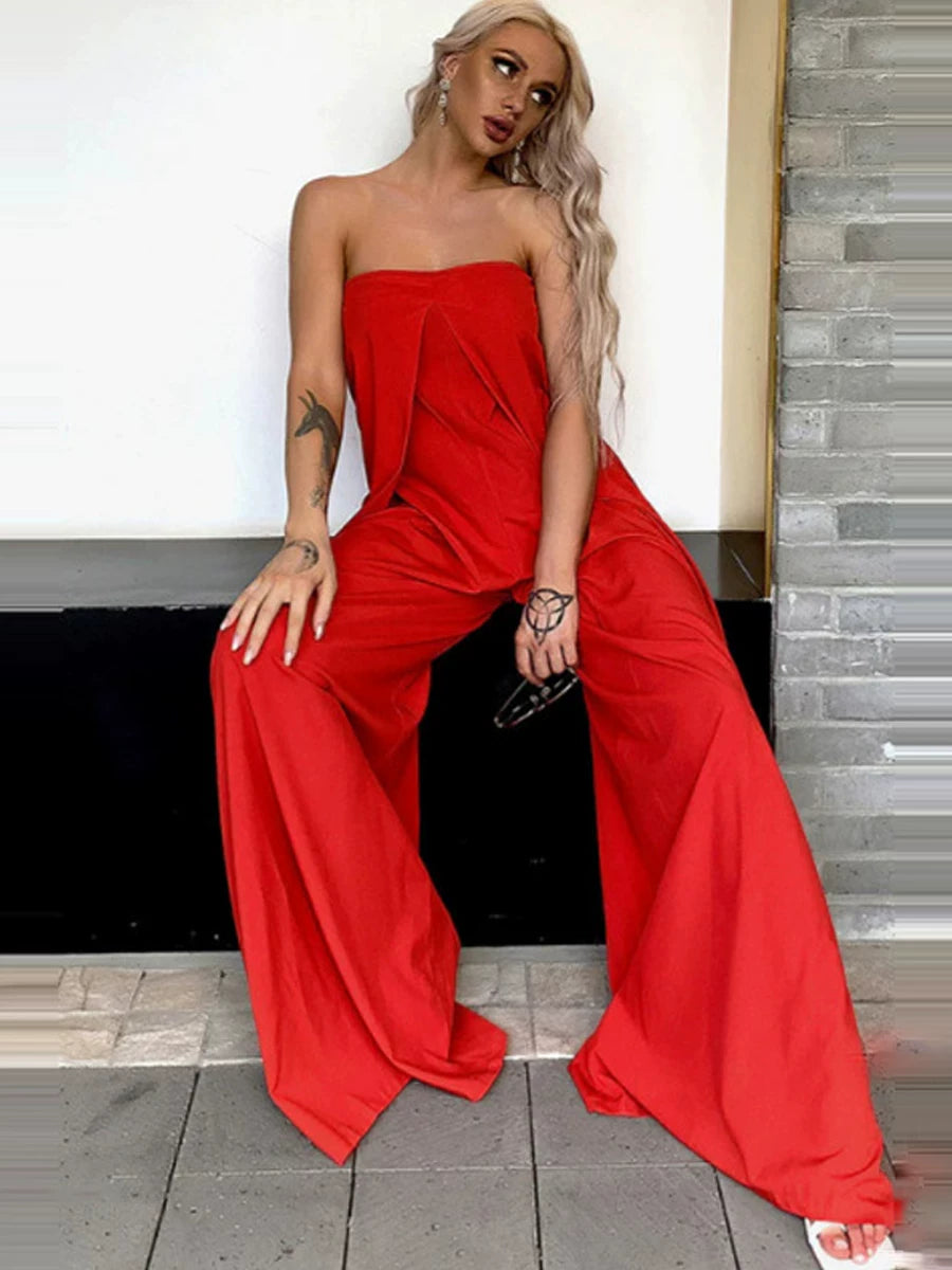 Women's Black Slim-Fit Office Workwear High-Waist Jumpsuit Sleeveless Overall Romper
