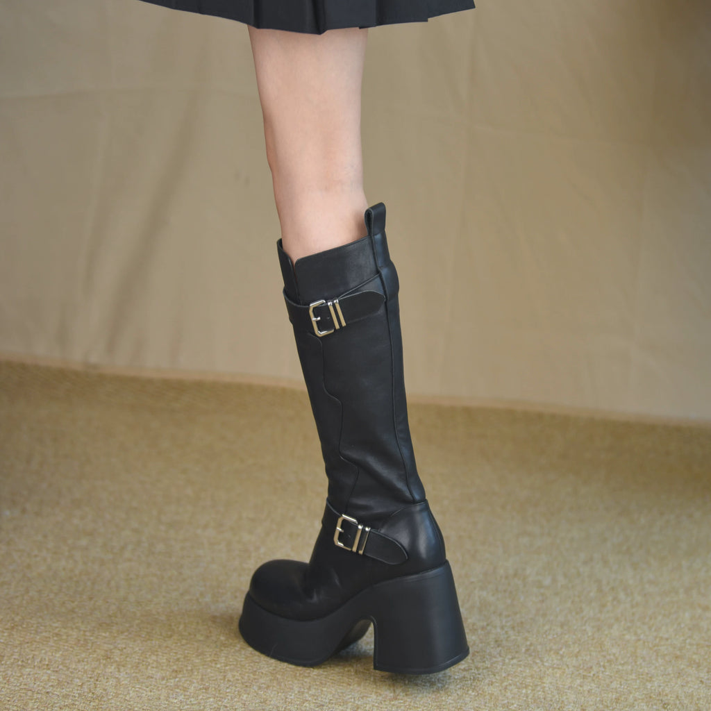 Women's Fall Winter Chunky Sole Platform Block Heel High Heel Tall Riding Boots for Office and Weekend Streetwear Everyday Wear Date Night