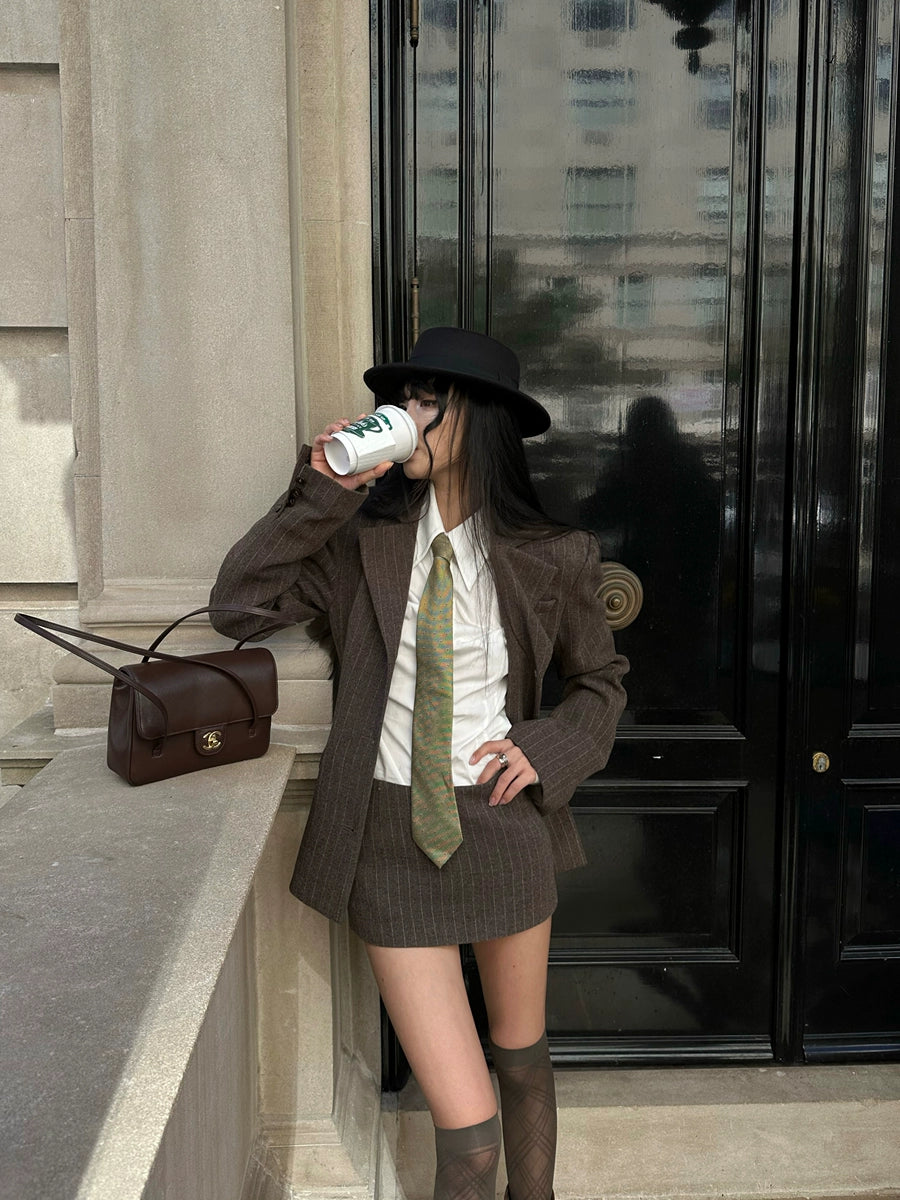 Women's Slim-Waist Striped Business Suit Set Office Workwear Two-Piece Set for Interview Outfits Casual Date Night Holiday Party Spring Summer
