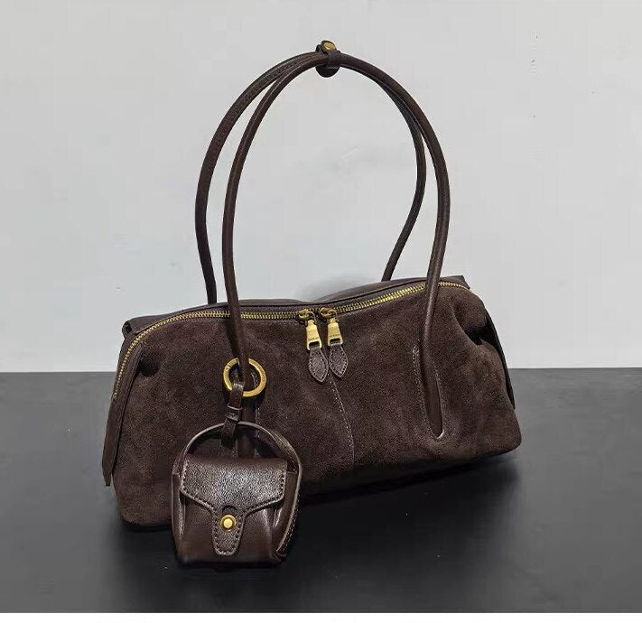 Women's Commute Frosted Office Suede Workwear Pillow Bag Shoulder Purse Hobo for Everyday Use Travel Versatile
