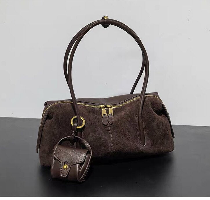 Women's Commute Frosted Office Suede Workwear Pillow Bag Shoulder Purse Hobo for Everyday Use Travel Versatile