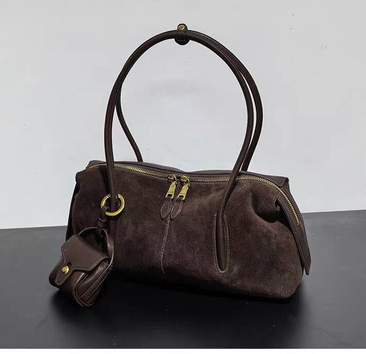 Women's Commute Frosted Office Suede Workwear Pillow Bag Shoulder Purse Hobo for Everyday Use Travel Versatile