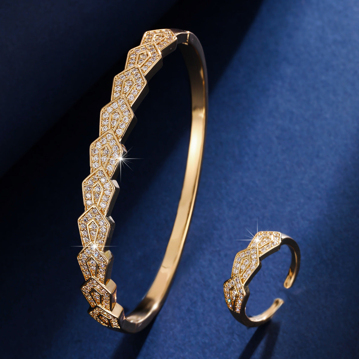 Gold retro cuff bracelet by Yoshan