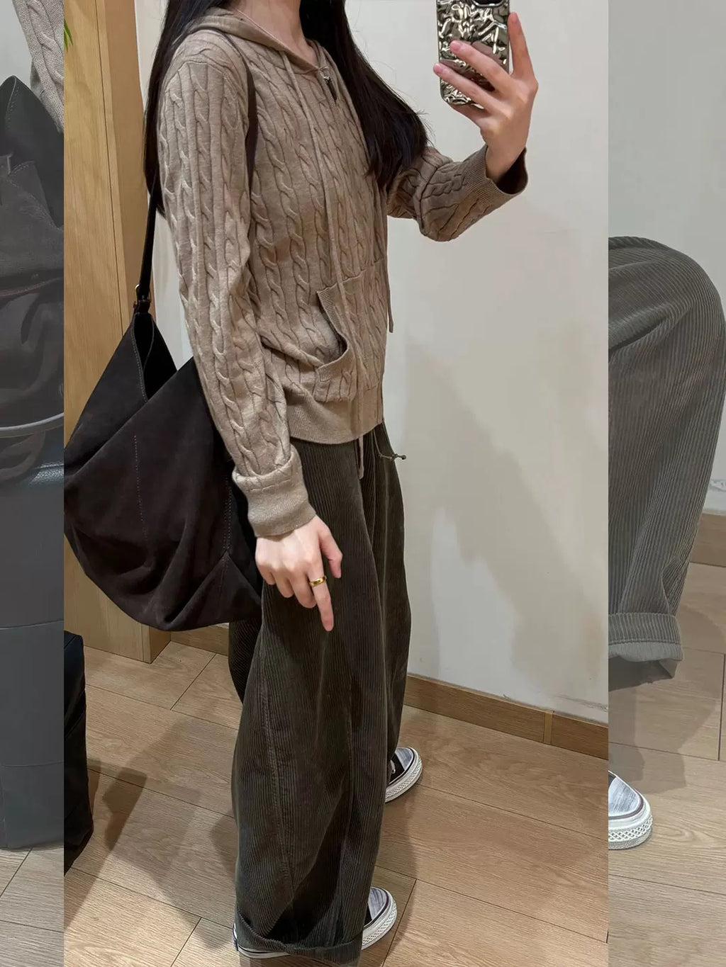 Women's Office Corduroy Workwear Hooded Quiet-Luxury Casual Knit Cardigan Open-Front Sweater for Summer Nights Fall Work and Weekend Spring Everyday
