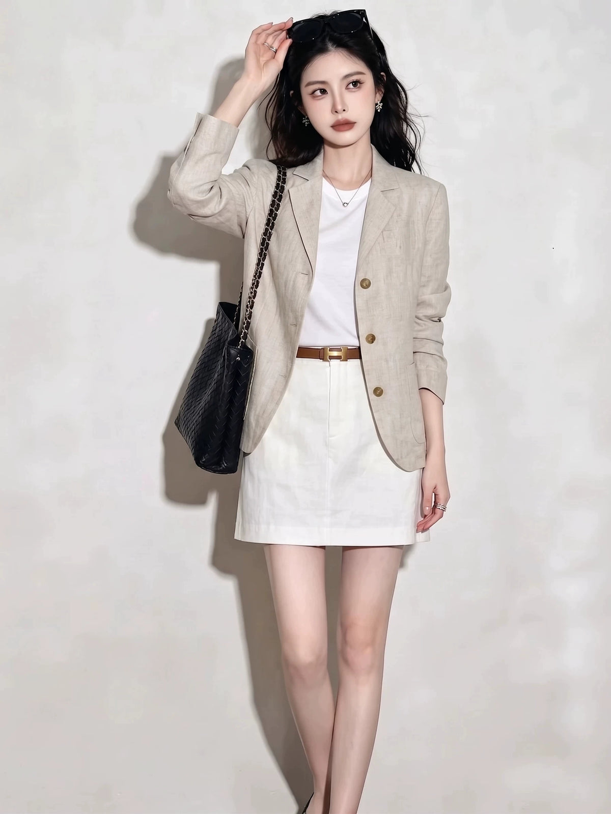 Women's Linen Blazer Office Workwear Jacket Business Casual Holiday Everyday Seasonal Look Date Night Spring Fall