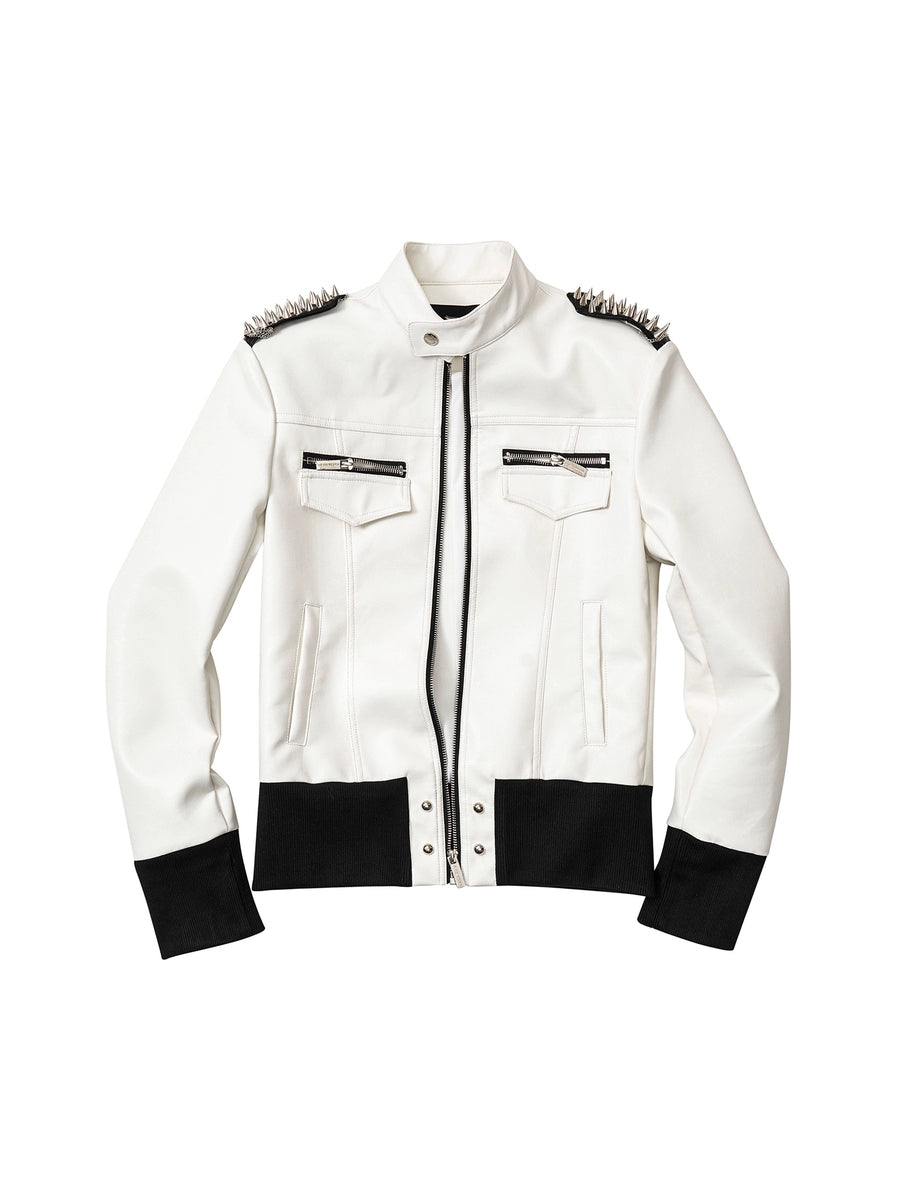 Men's Punk Studded Fall Winter Mandarin Collar Cropped Jacket Casual Coat for Cold Weather Travel Outdoor Holiday Date Night