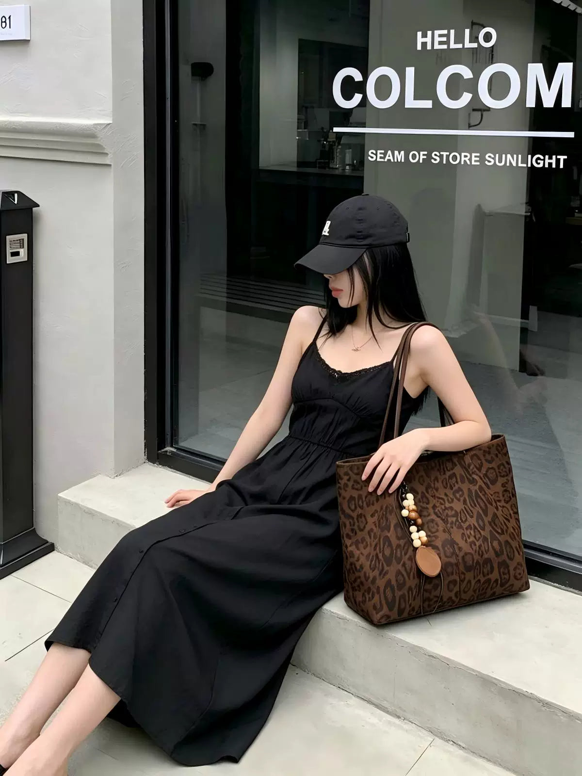Women's Large-Capacity Fall Winter Suede-Look Office Leopard Workwear Tote Bag Shoulder Crossbody Purse Work and Travel School