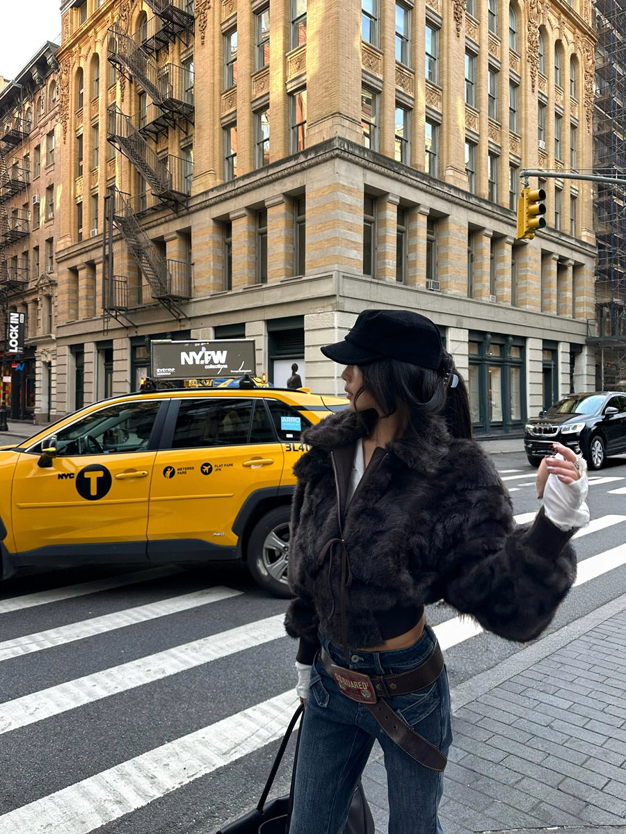 Women's Lapel Fuzzy Zip Faux Fur-lined Jacket for Fall Winter Travel Spring Everyday Wear
