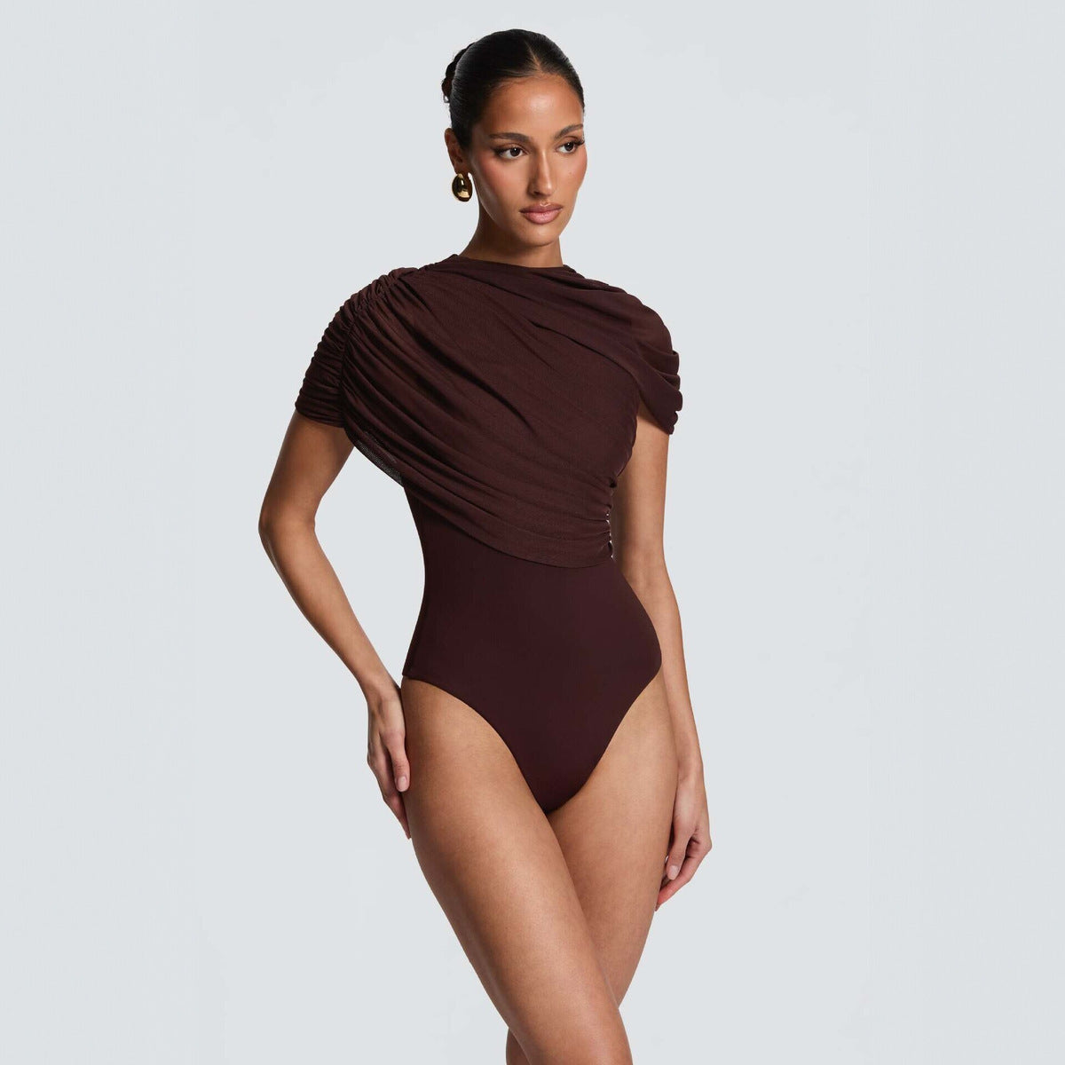 Women's Asymmetric Ruched High-Waist Breathable Mesh Jumpsuit Sleeveless Overall Romper for Office Outfits Date Night Wedding Guest Casual Wear Weekend
