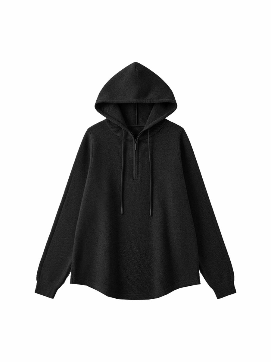 Women's Half-Zip Fall Winter Hooded Plus Size Oversized Slim-Fit Sweater Knit Pullover Top for Casual Outfits Spring Travel Office Everyday Date Night