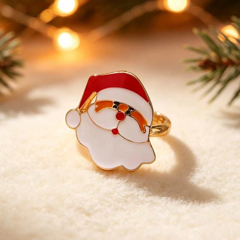Christmas Ring Set, Santa, Reindeer and Snowflake Rings, 12-Piece Assorted Holiday Party Favor Pack, Stocking Stuffers and Gift Exchange Present for Kids and Ad