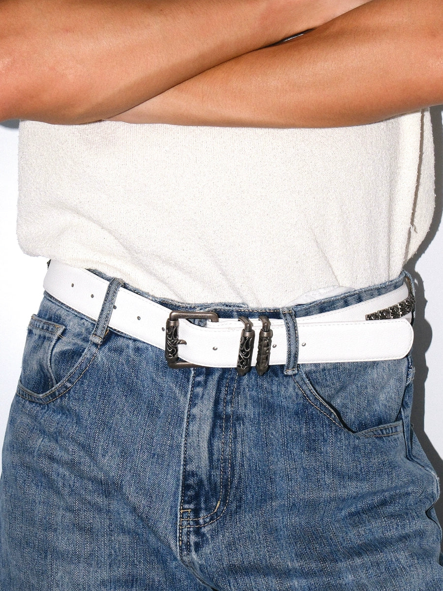 Women's American-style Oxidized White Retro Everyday Jeans Belt for Date Night Gift Party Designer Office Vacation