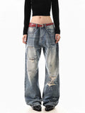 Women's Studded Oxidized Straight Retro Wide-Leg Jeans for Casual Outfits Everyday Office Weekend Date Night