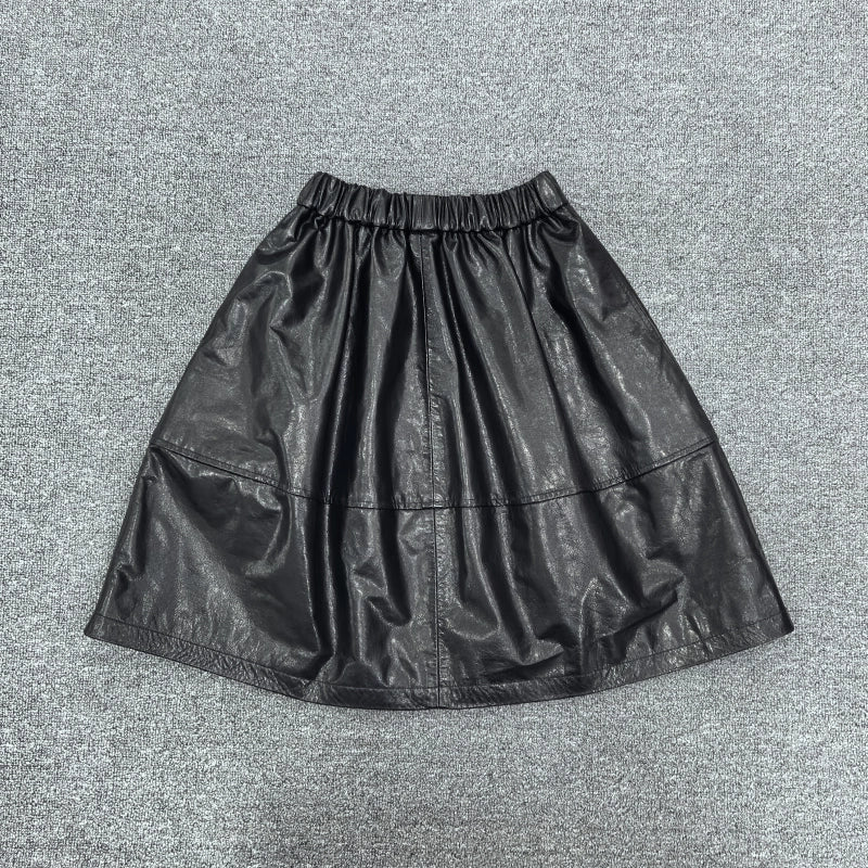Women's Stretch Waist-defining Leather-look A-line Slim-fit Bubble Mini Skirt for Summer Outfits Office Weekend Slimming Everyday Date Night
