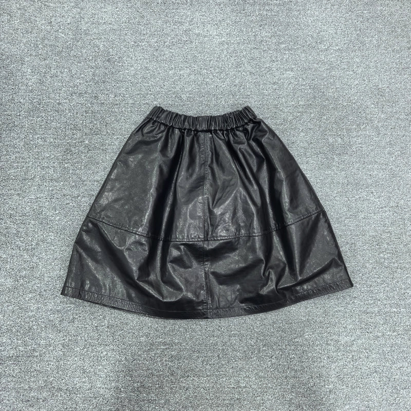 Women's Stretch Waist-defining Leather-look A-line Slim-fit Bubble Mini Skirt for Summer Outfits Office Weekend Slimming Everyday Date Night